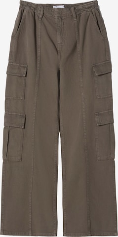 Wide Leg Jeans cargo Bershka en marron : devant