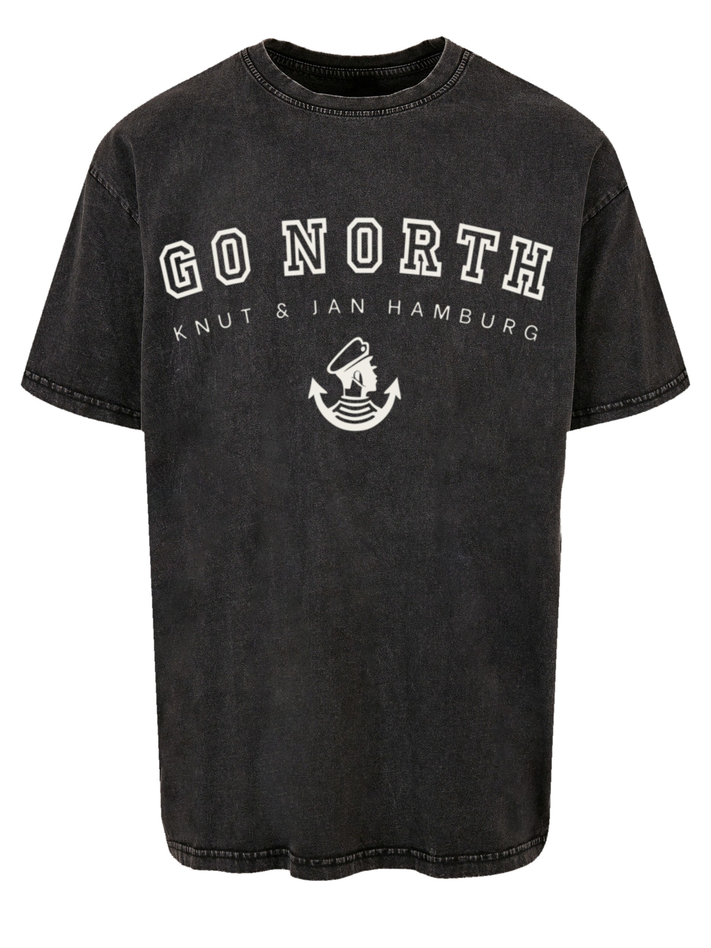 F4NT4STIC Shirt 'Go North Knut & Jan Hamburg' in Schwarz: Vorderseite