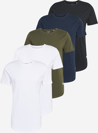 JACK & JONES T-Krekls 'Noa', krāsa - tumši zils / tumši zaļš / melns / balts, Preces skats