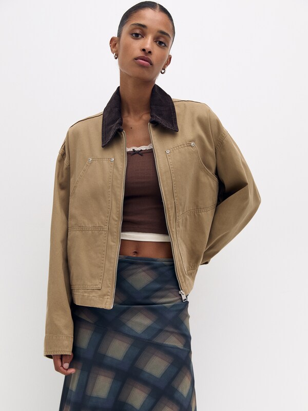 Pull&Bear Between-Season Jacket in Chocolate, Light Brown