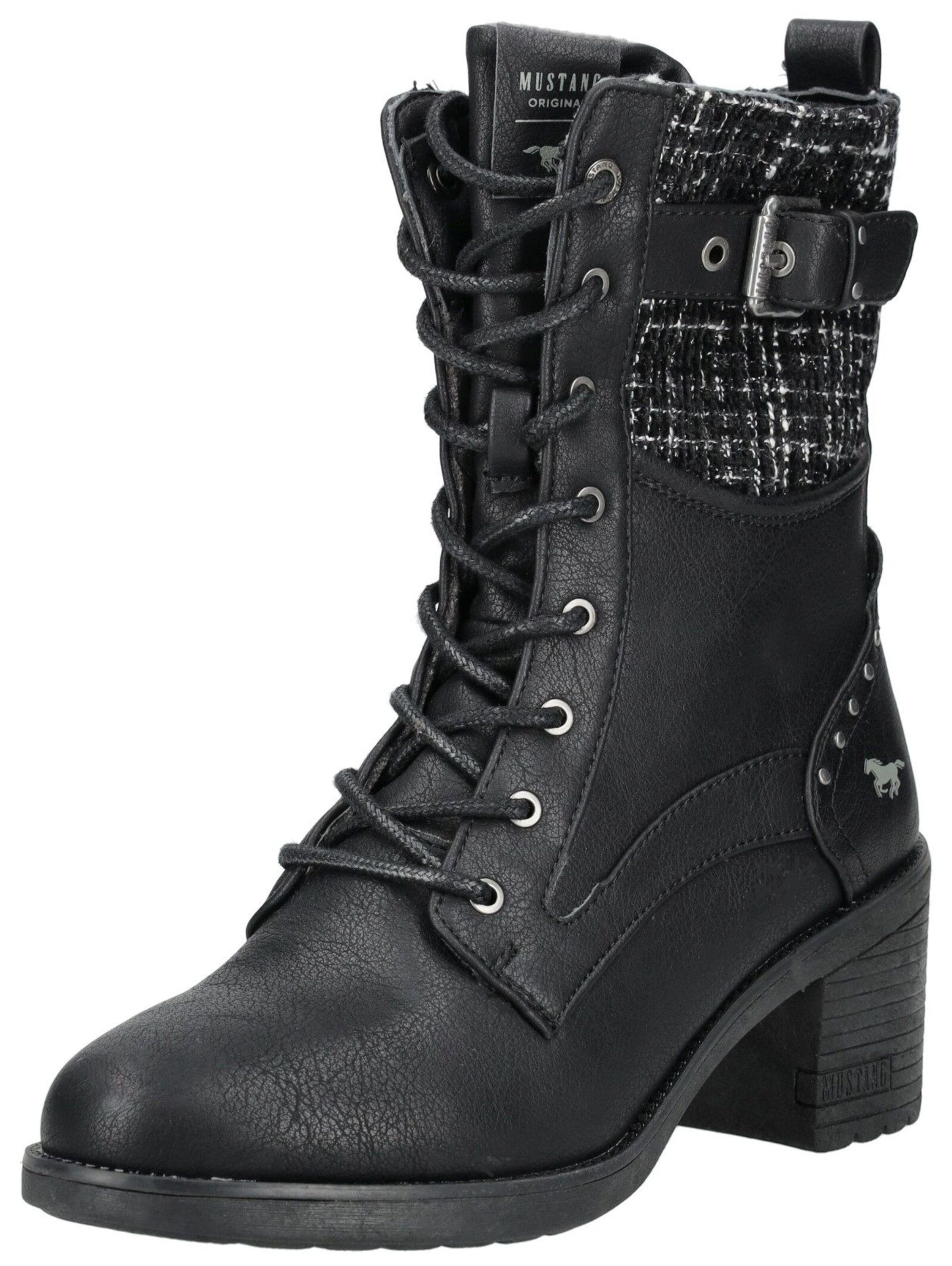 MUSTANG Lace-up bootie in Black: front