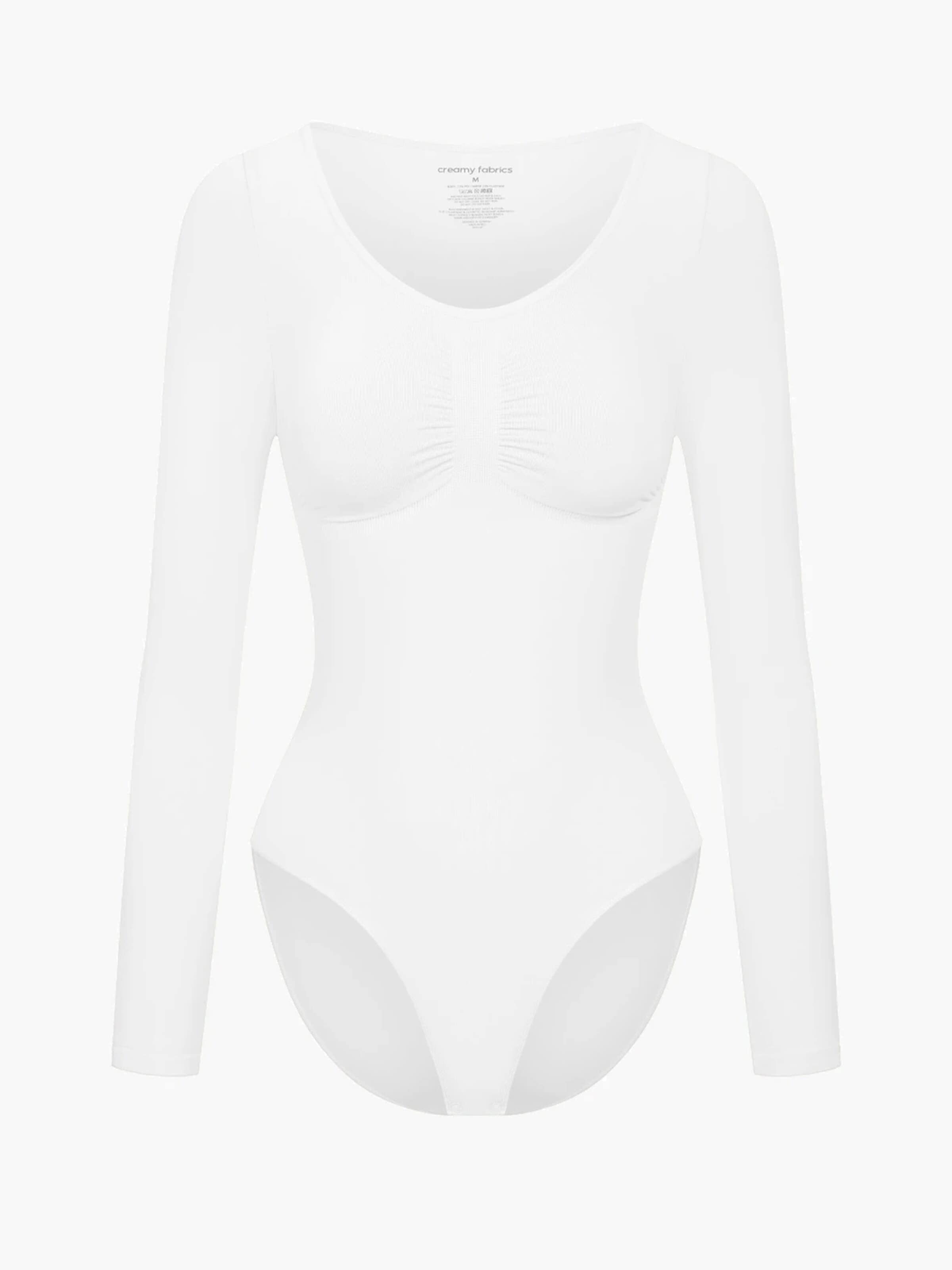 cfab (formerly creamy fabrics) Body modelant 'Bodysuit Sculpting Shapewear Longsleeve mit Slip' en XS en blanc, Vue avec produit