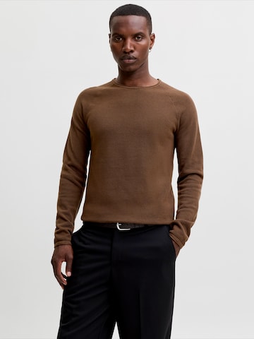 JACK & JONES Regular Fit Pullover 'JJEHill' in Braun: Vorderseite