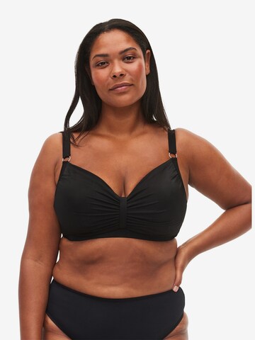 Swim by Zizzi T-shirt Bikini Top 'SBASIC' in Black: front