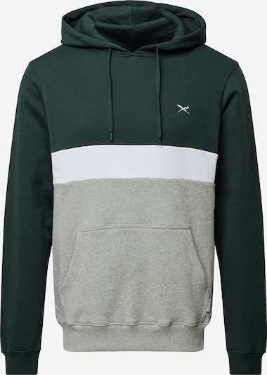 Iriedaily Hoodie 'Court' in graumeliert / grün / weiß, Produktansicht