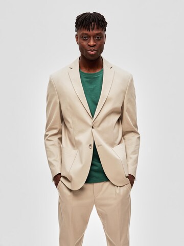 Coupe slim Veste de costume 'GIBSON' SELECTED HOMME en beige : devant