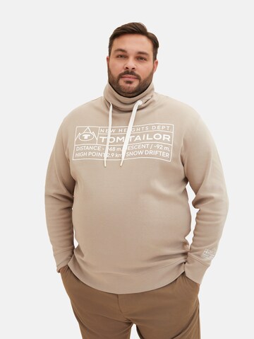 TOM TAILOR Men + Sweatshirt in Beige: front