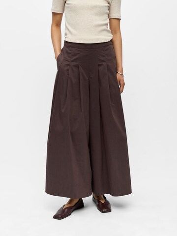 OBJECT Wide leg Broek 'OBJPaige' in Bruin: voorkant