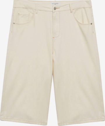 MANGO Zvonové kalhoty Džíny – bílá: přední strana