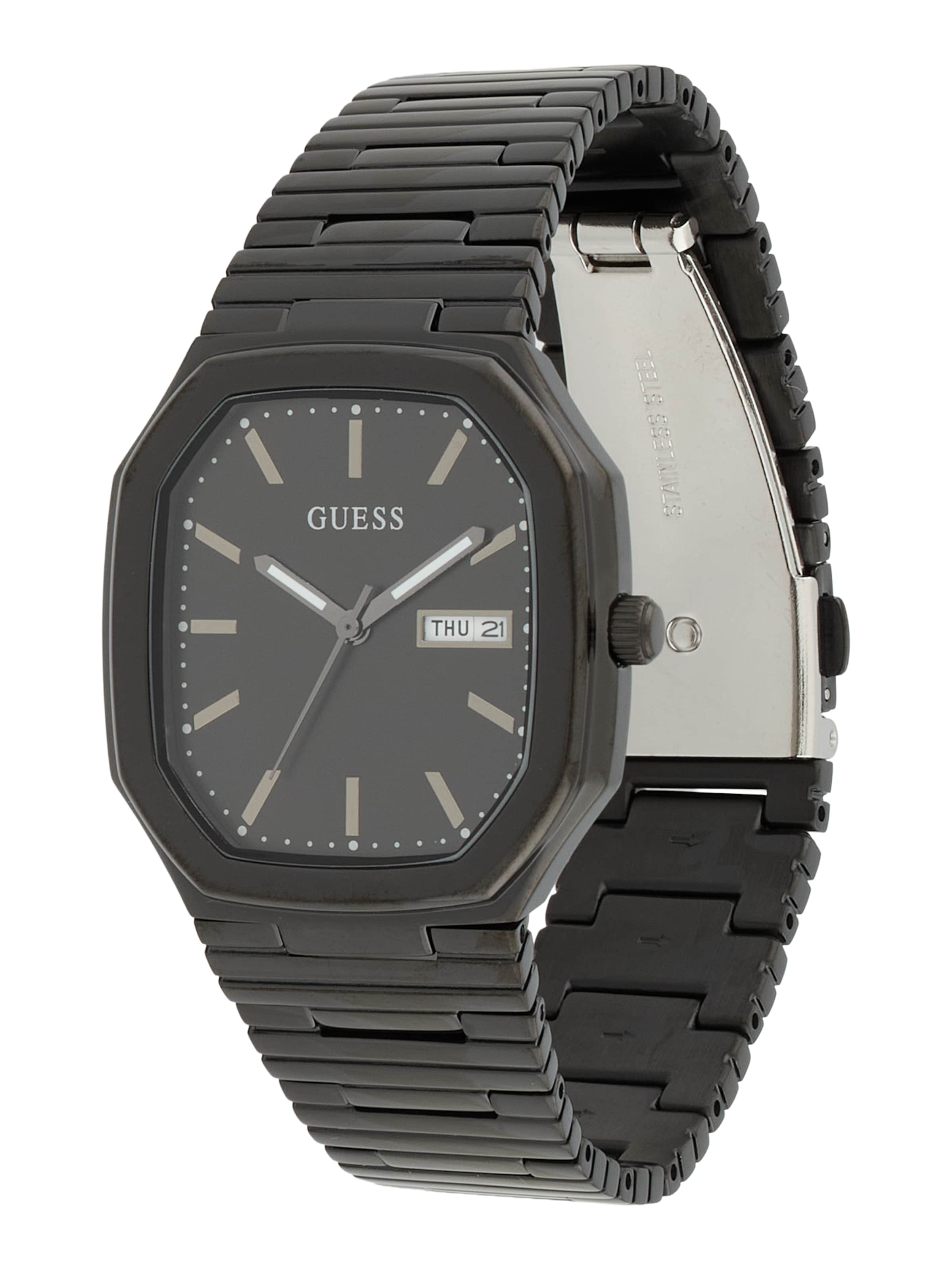 GUESS Uhr 'Oliver' in Schwarz: Vorderseite