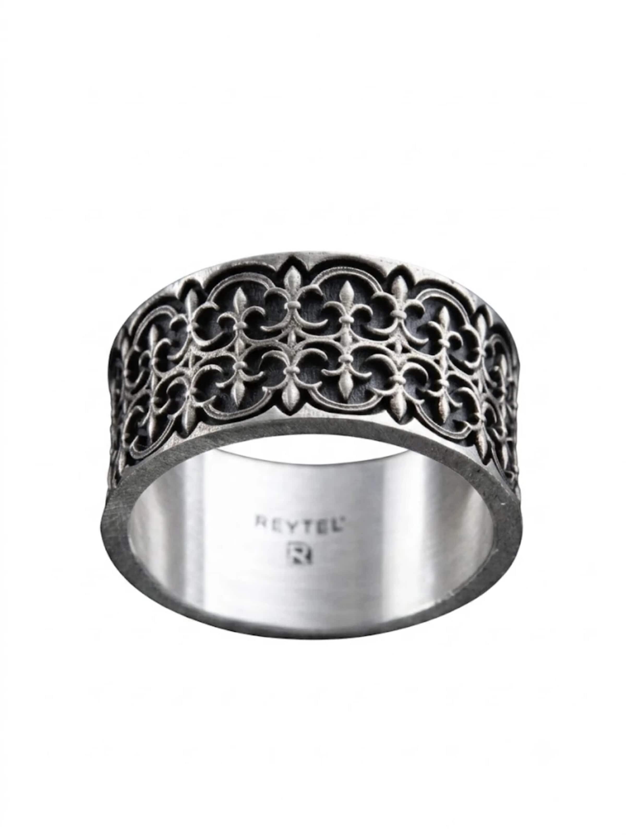 REYTEL - Anillo 'GOTHIC FLEUR DE LIS' en plata: frente