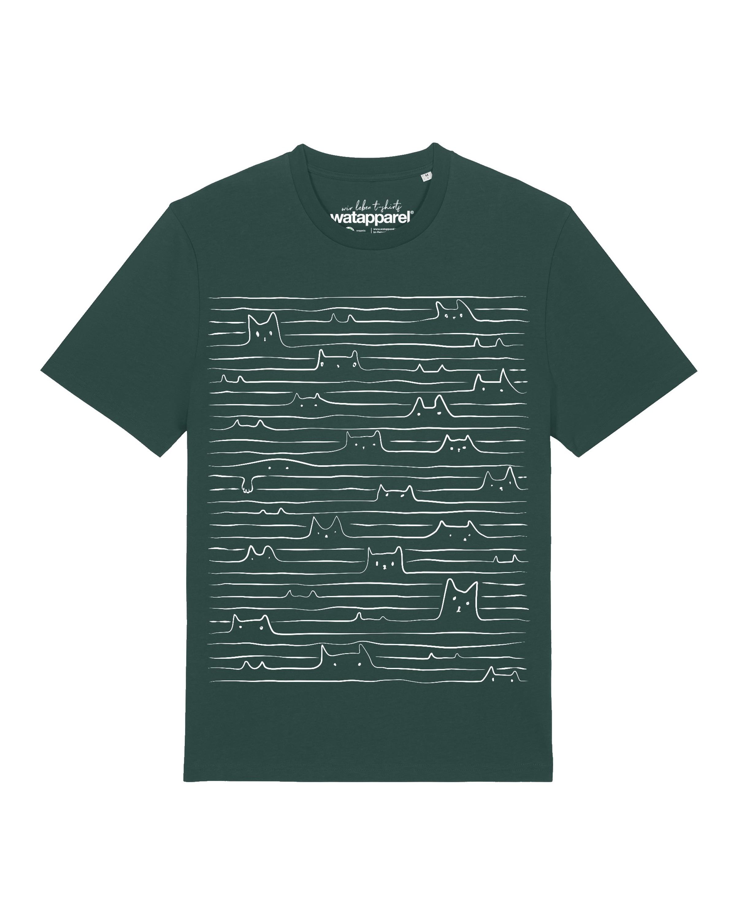 Watapparel Shirt 'Doodle Cats' in Groen: voorkant