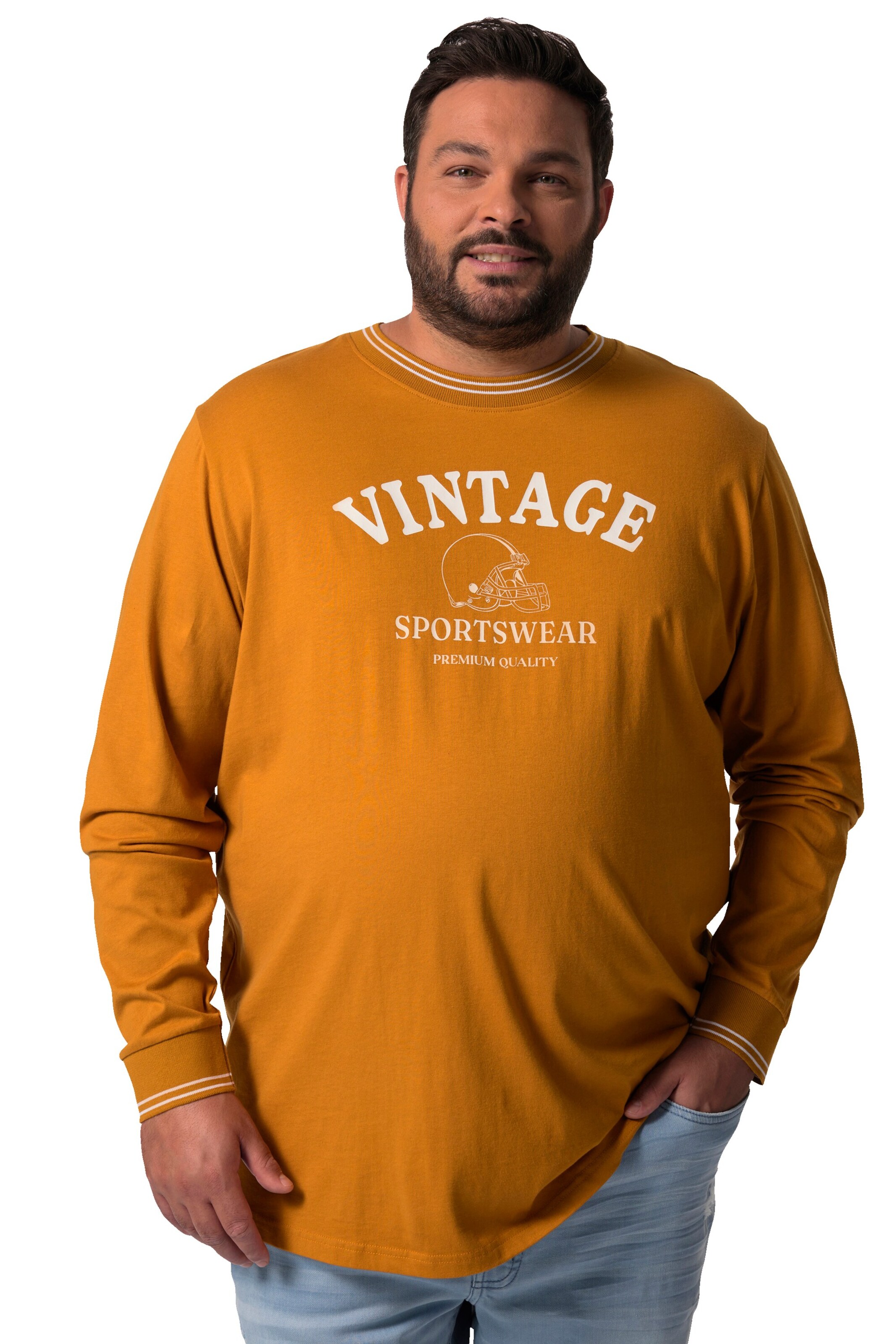 Men Plus Shirt in Orange: front