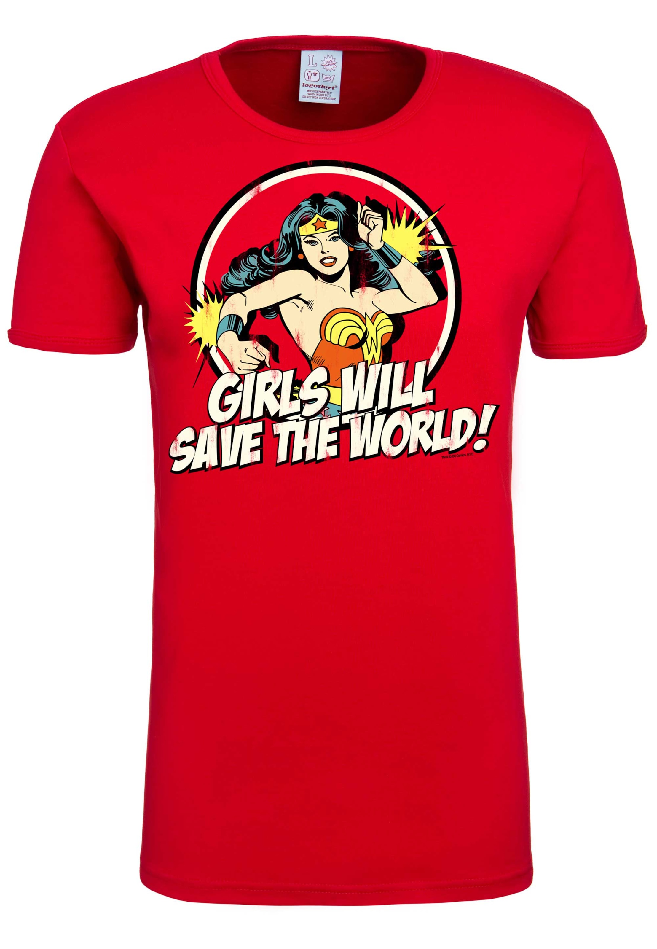 LOGOSHIRT T-Shirt 'Wonder Woman - DC Comics' in Rot: Vorderseite