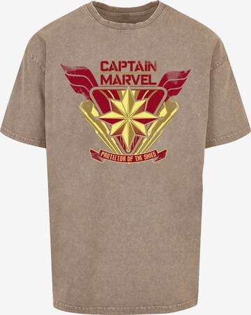 ABSOLUTE CULT Shirt 'Captain Marvel - Protector Of The Skies' in Beige: front