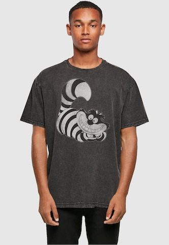 ABSOLUTE CULT T- Shirt 'Alice in Wonderland - Cheshire Cat Mono' in Grau: predná strana