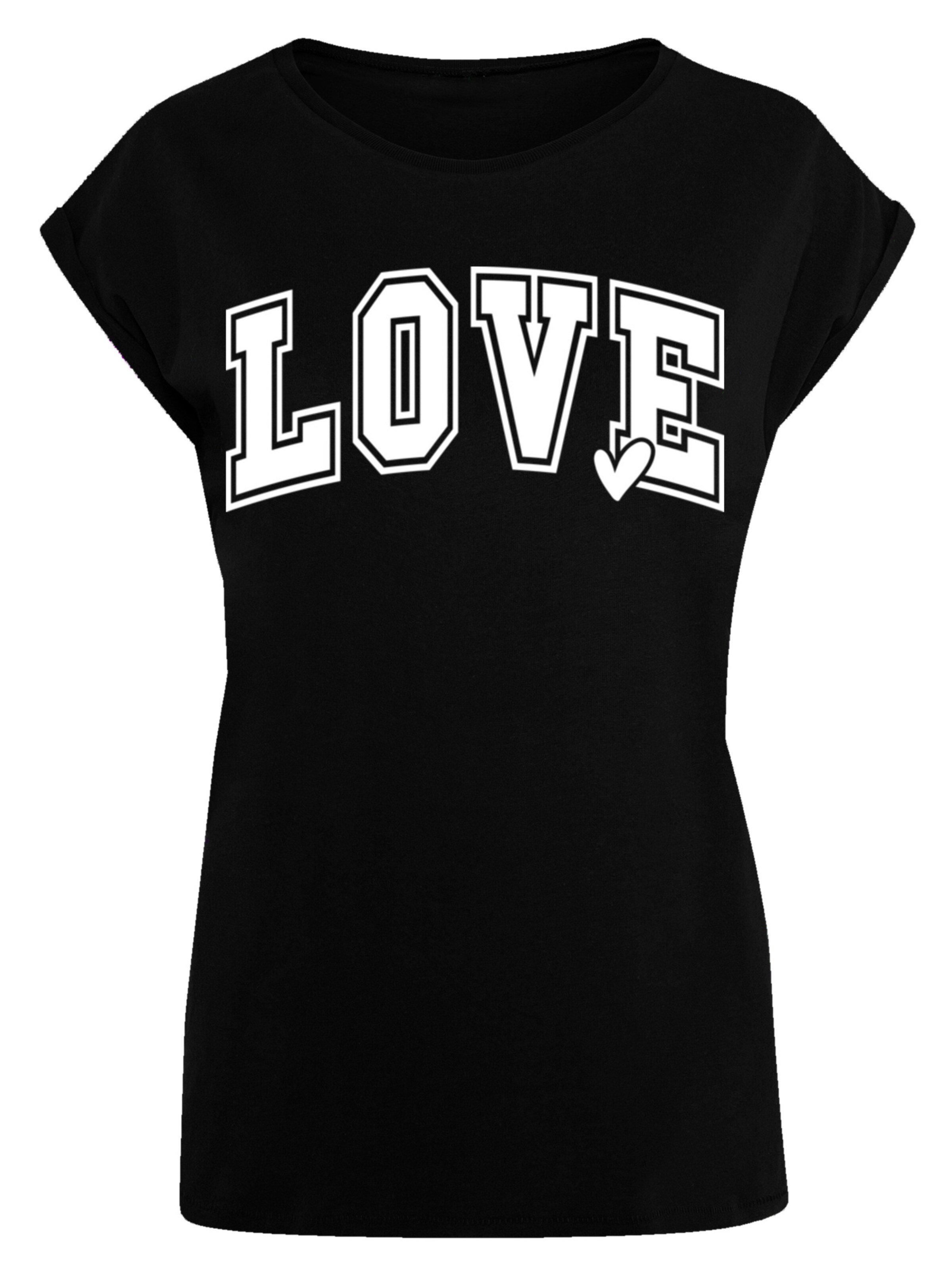 T-shirt 'Love University Valentinstag Herz' F4NT4STIC en noir : devant