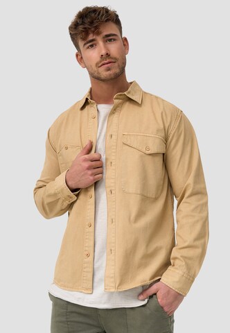 INDICODE JEANS Regular fit Button Up Shirt 'Giuseppe' in Beige: front