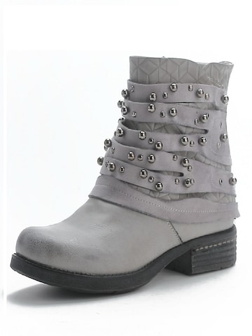 Pogolino Boots 'Damen Stiefeletten Biker Boots Nieten ST016' in Grau: Vorderseite