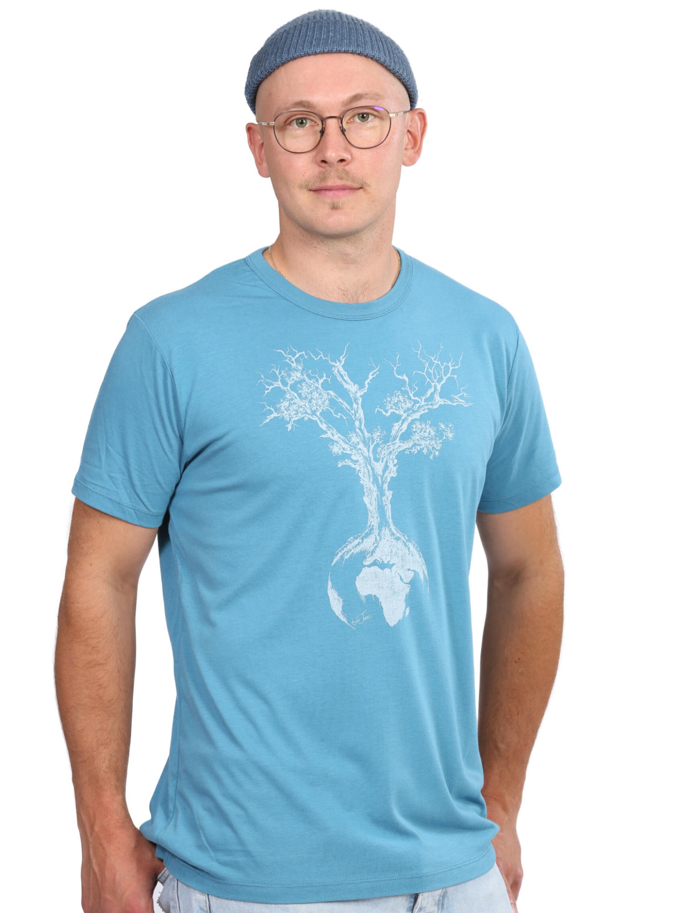 Life-Tree Shirt 'Fairwear Bambus Weltenbaum' in Blue