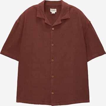 Pull&Bear Comfort fit Button Up Shirt in Red: front