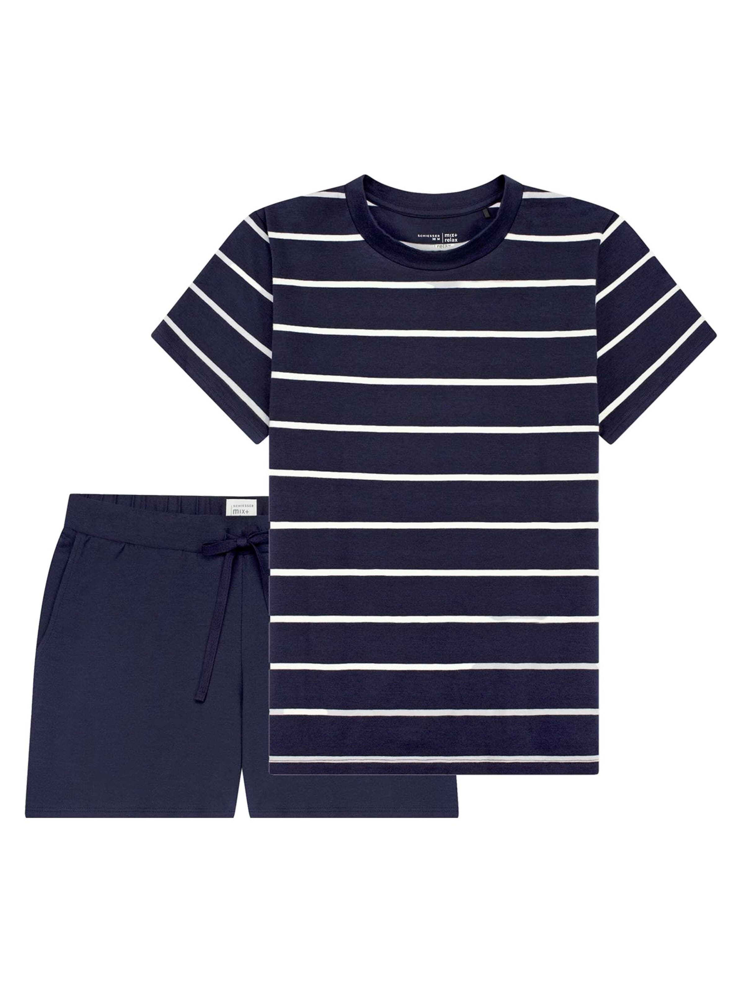SCHIESSER Pajama 'Mix & Relax' in Blue: front