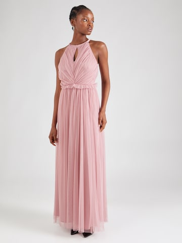 Maya Deluxe Evening Dress in Pink: front