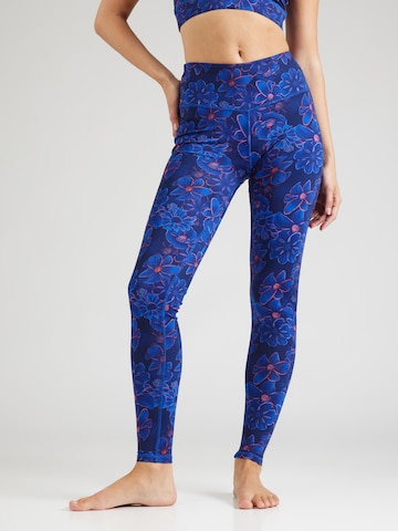 Skinny Pantaloni sport 'Flower Daze' de la Hey Honey pe albastru: față
