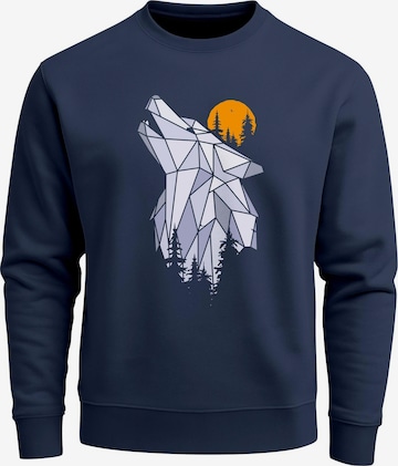 Neverless Sweatshirt 'Polygon Wolf' in Blue: front