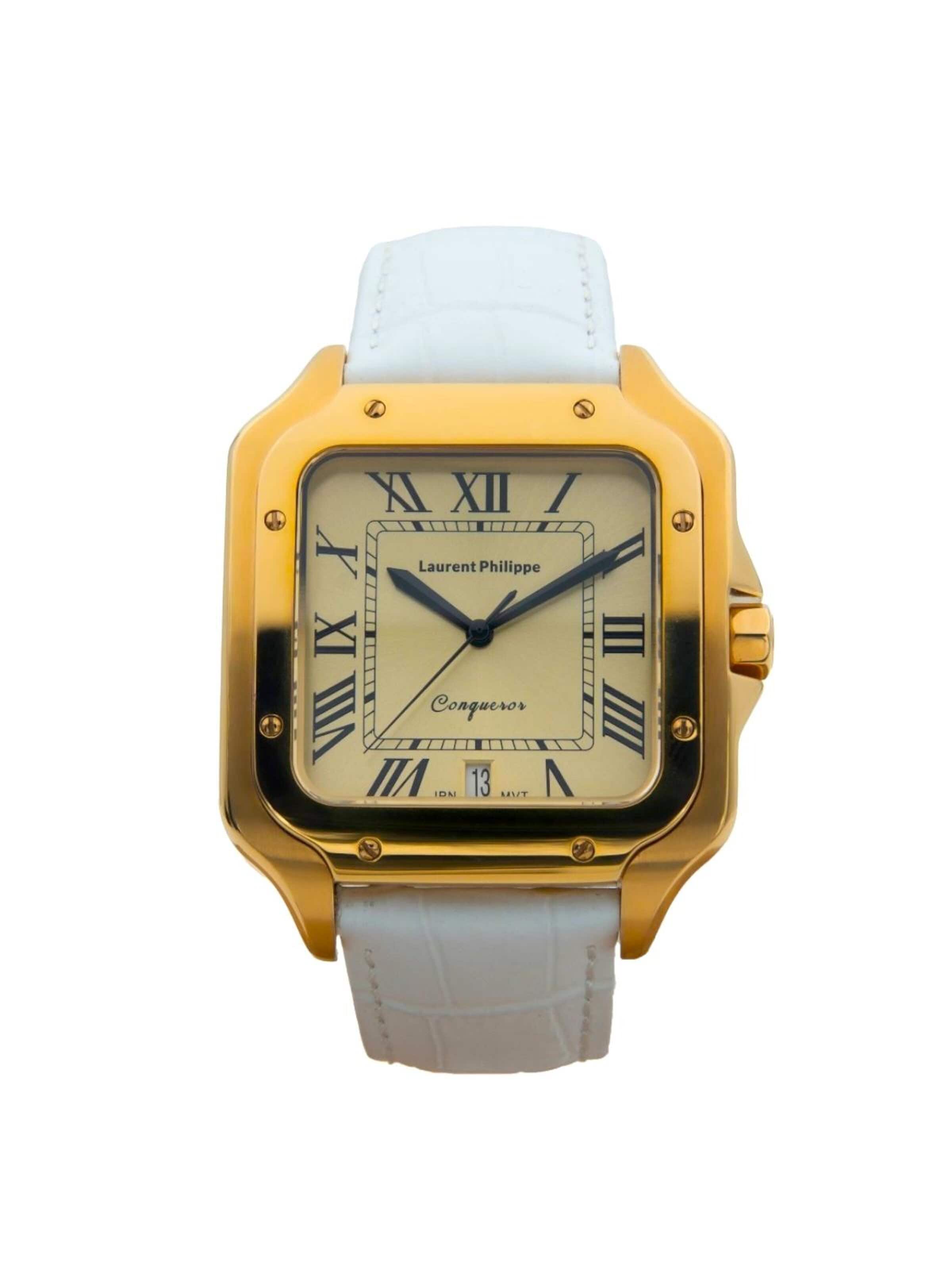 Laurent Philippe - Reloj analógico 'Conqueror The Golden Eye – Bianco Bianco' en blanco: frente