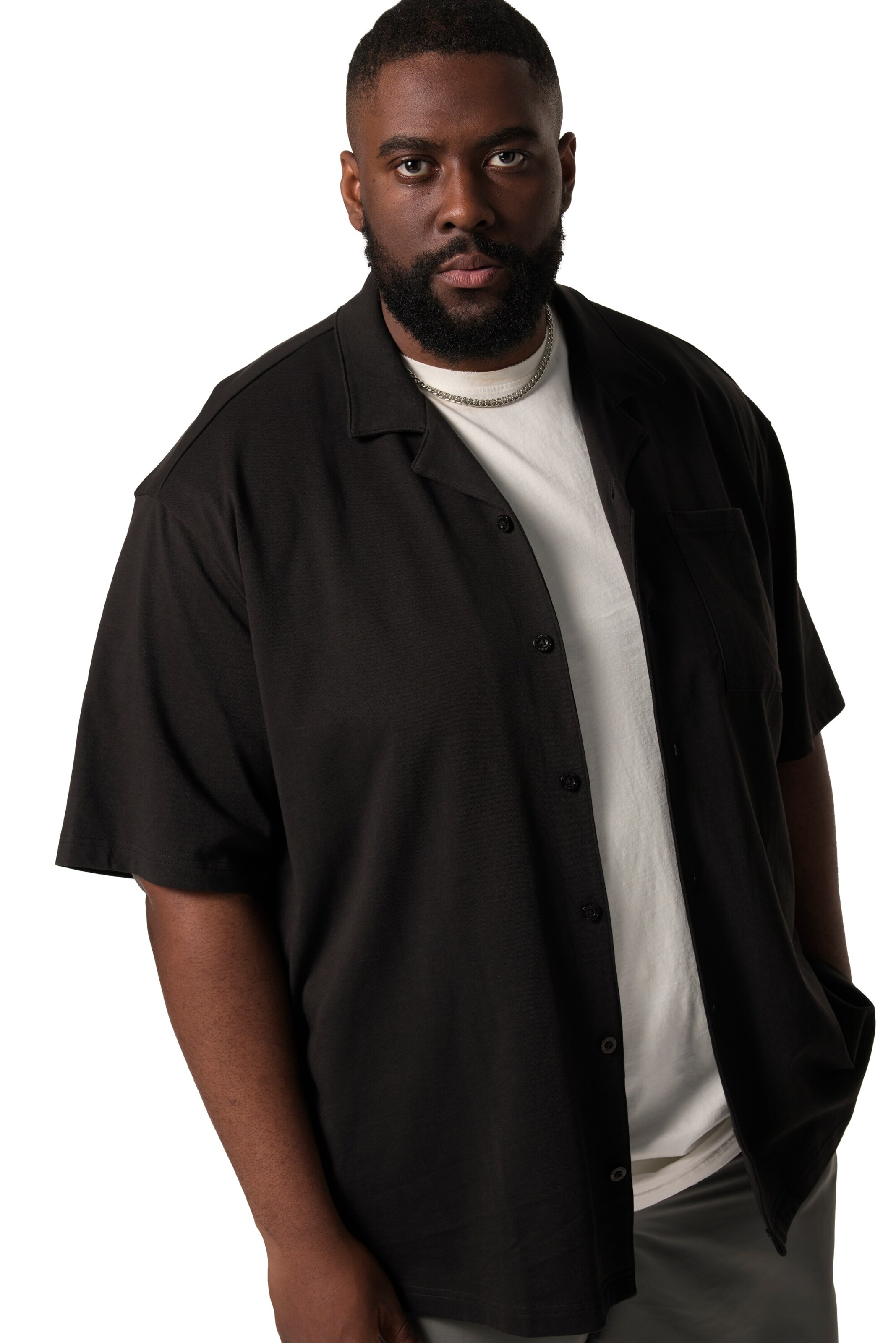 STHUGE Regular fit Button Up Shirt in Black