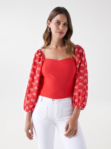 Salsa Jeans Blouse in Rood: voorkant