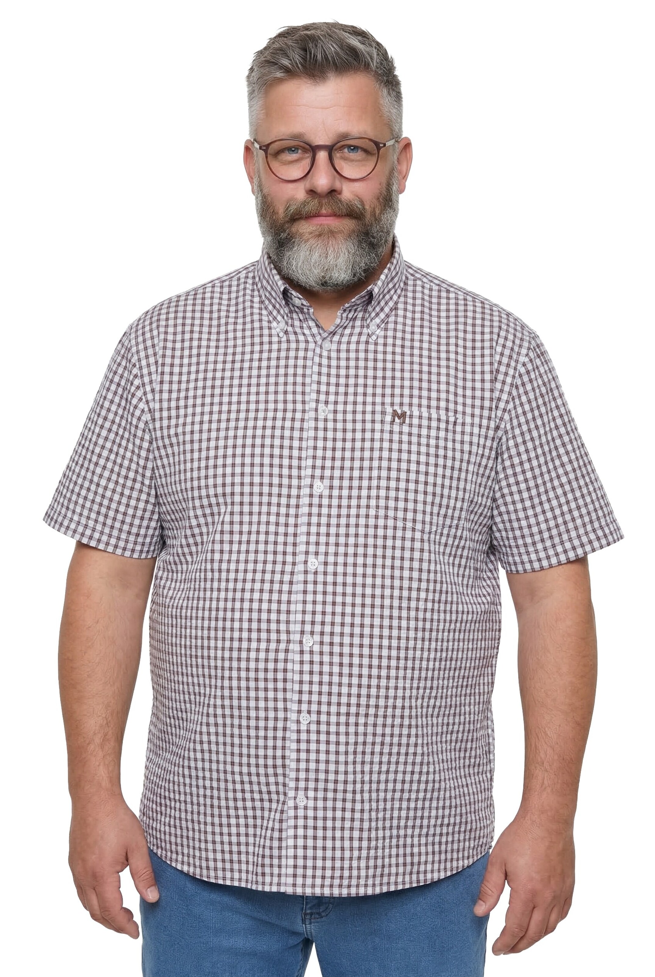Men Plus Regular fit Overhemd in Blauw: voorkant