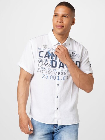 CAMP DAVID Regular fit Button Up Shirt 'Artwork' in White: front