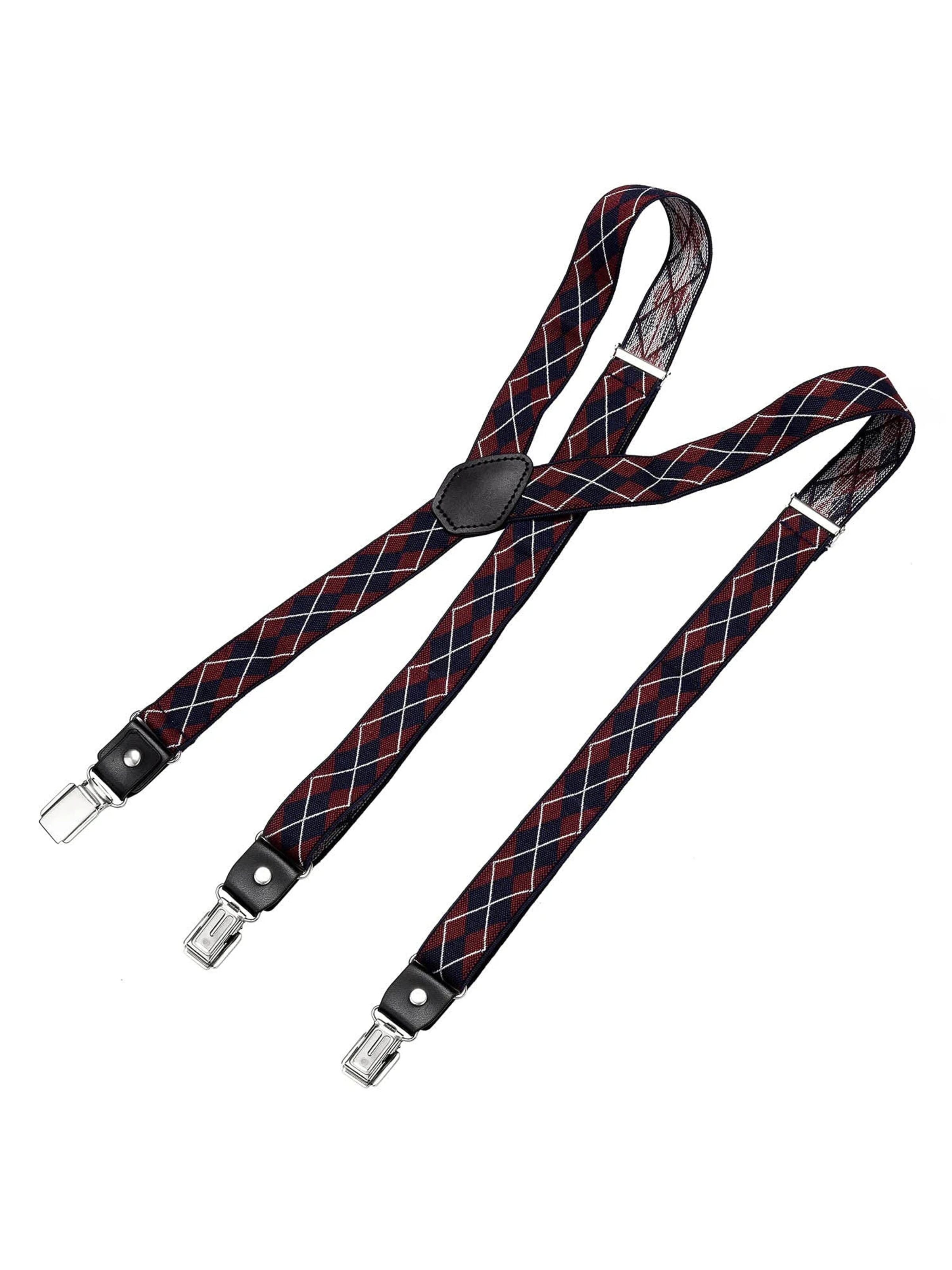 DonDon Hosenträger 'DonDon Hosenträger Herren schmal 2,5 cm gestreift blau rot Starke Clips für Anzug Jeans Chino'‌‌ in XS-XL in nachtblau, Produktansicht