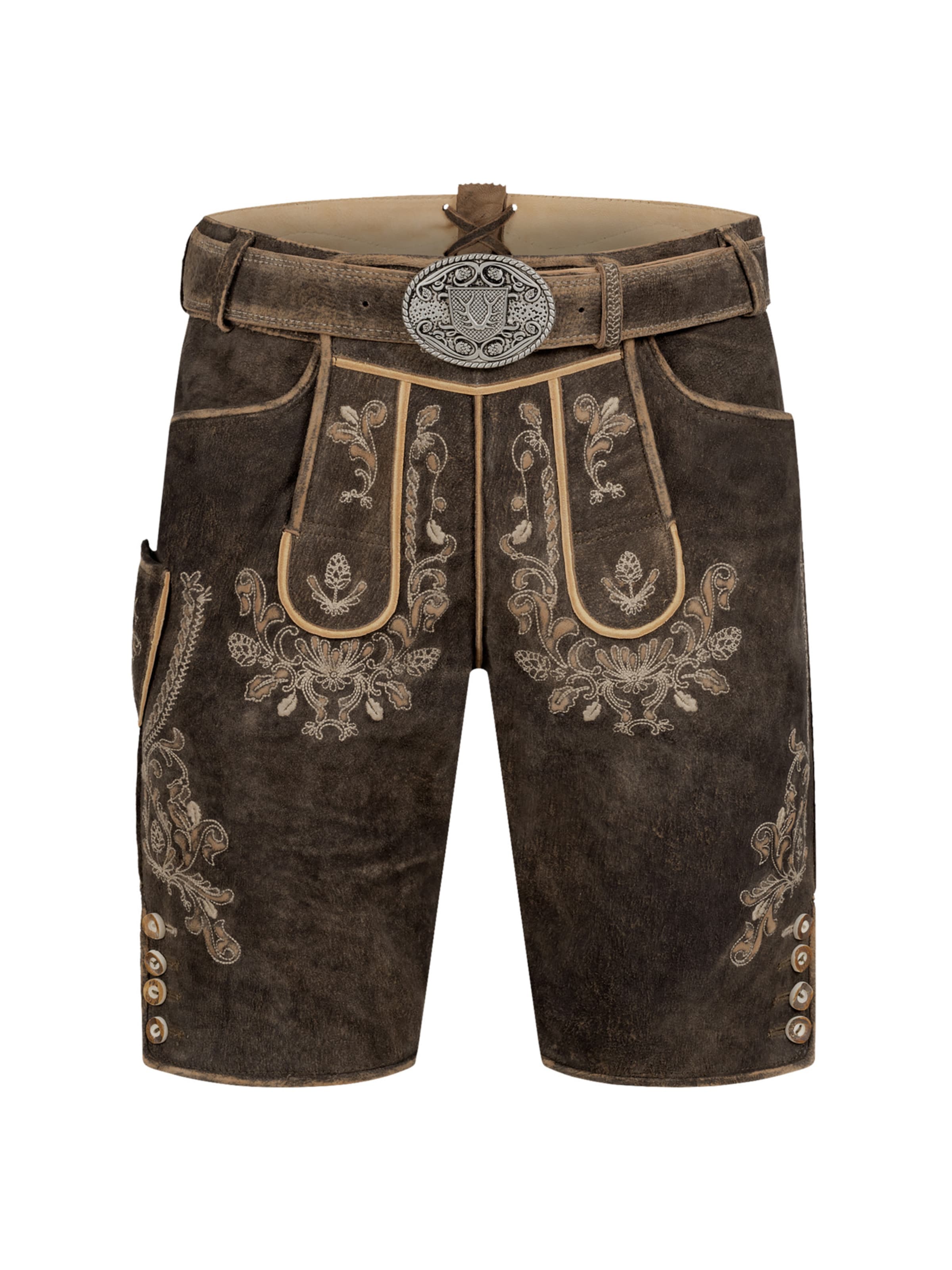 Krüger Buam Regular Trachtenhose 'Antonio ' in Braun: Vorderseite