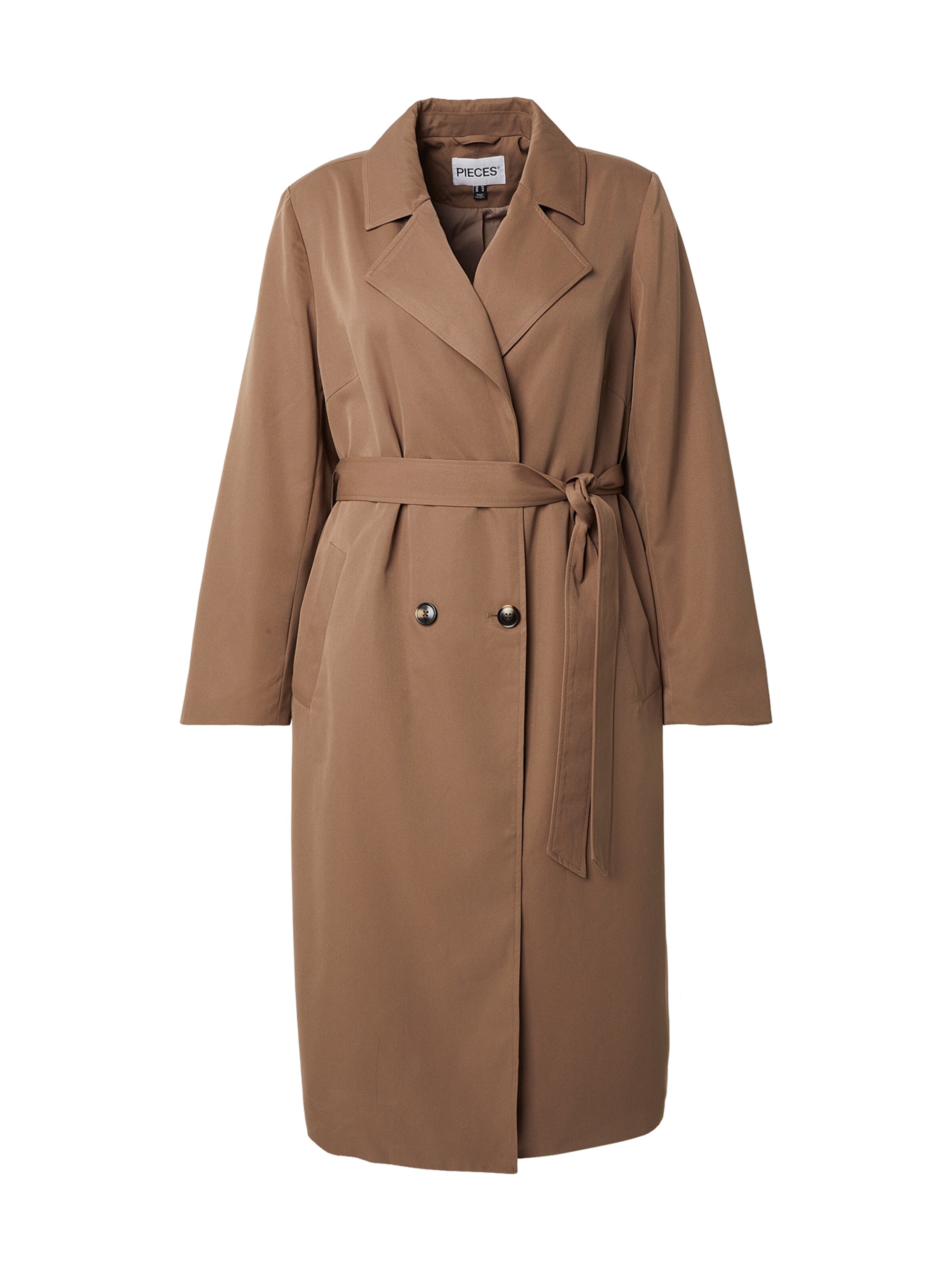 PIECES Curve Mantel 'PCSCARLETT' in Braun: Vorderseite