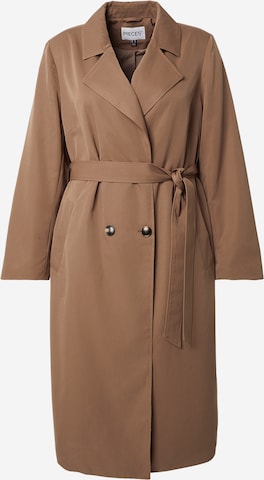 PIECES CurvePrijelazni kaput 'PCSCARLETT' - smeđa boja: prednji dio