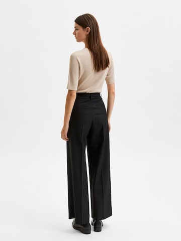 SELECTED FEMME Wide Leg Bukser med fals 'Eliana' i sort