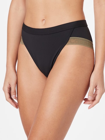 Calvin Klein Swimwear Plus Bikini Bottoms 'BRAZILIAN' in Black: front