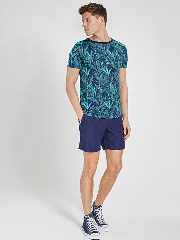 Shiwi Shirt 'Scratched Leaves' in Blue