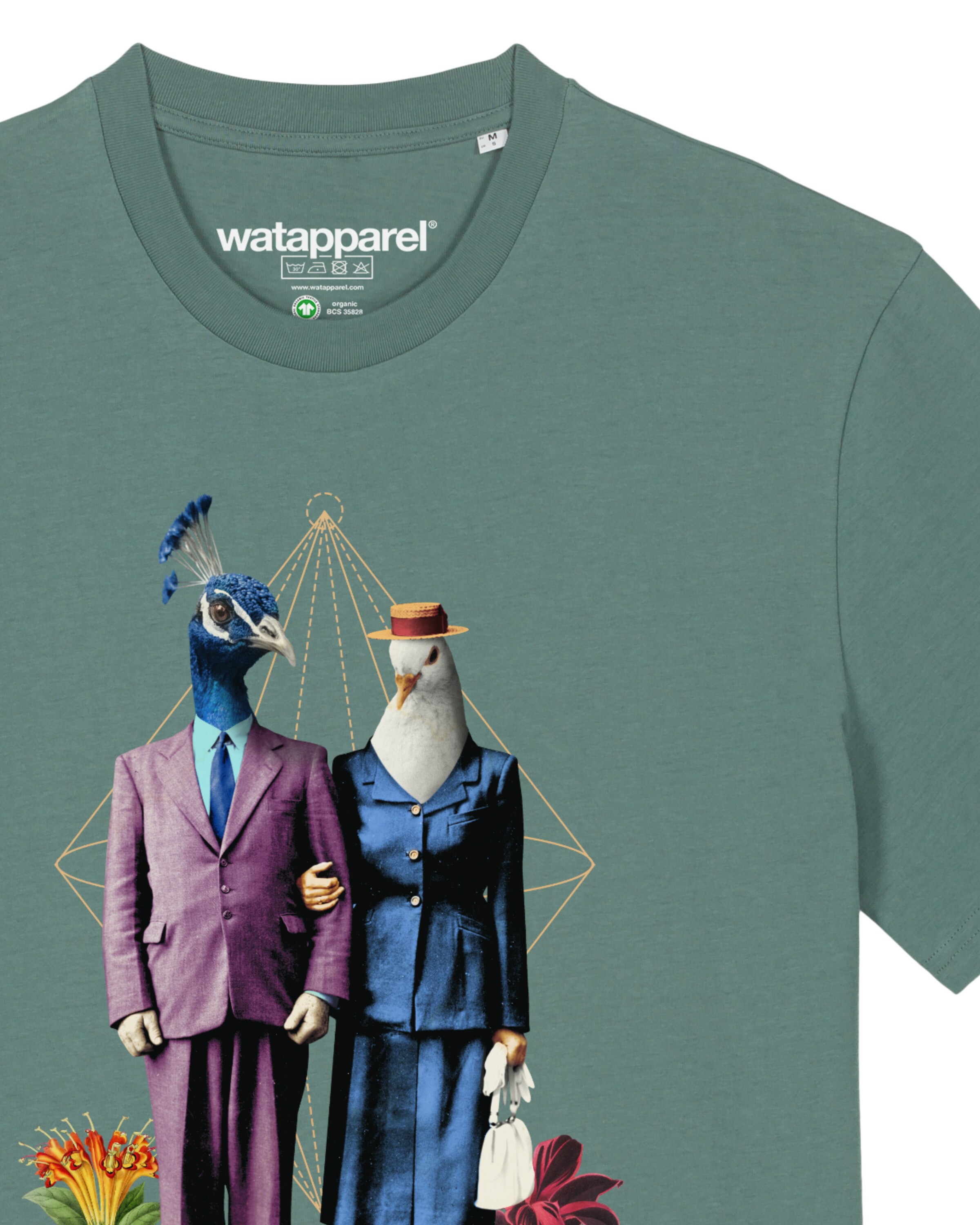 Watapparel Shirt ' Fancy Birds ' in Groen