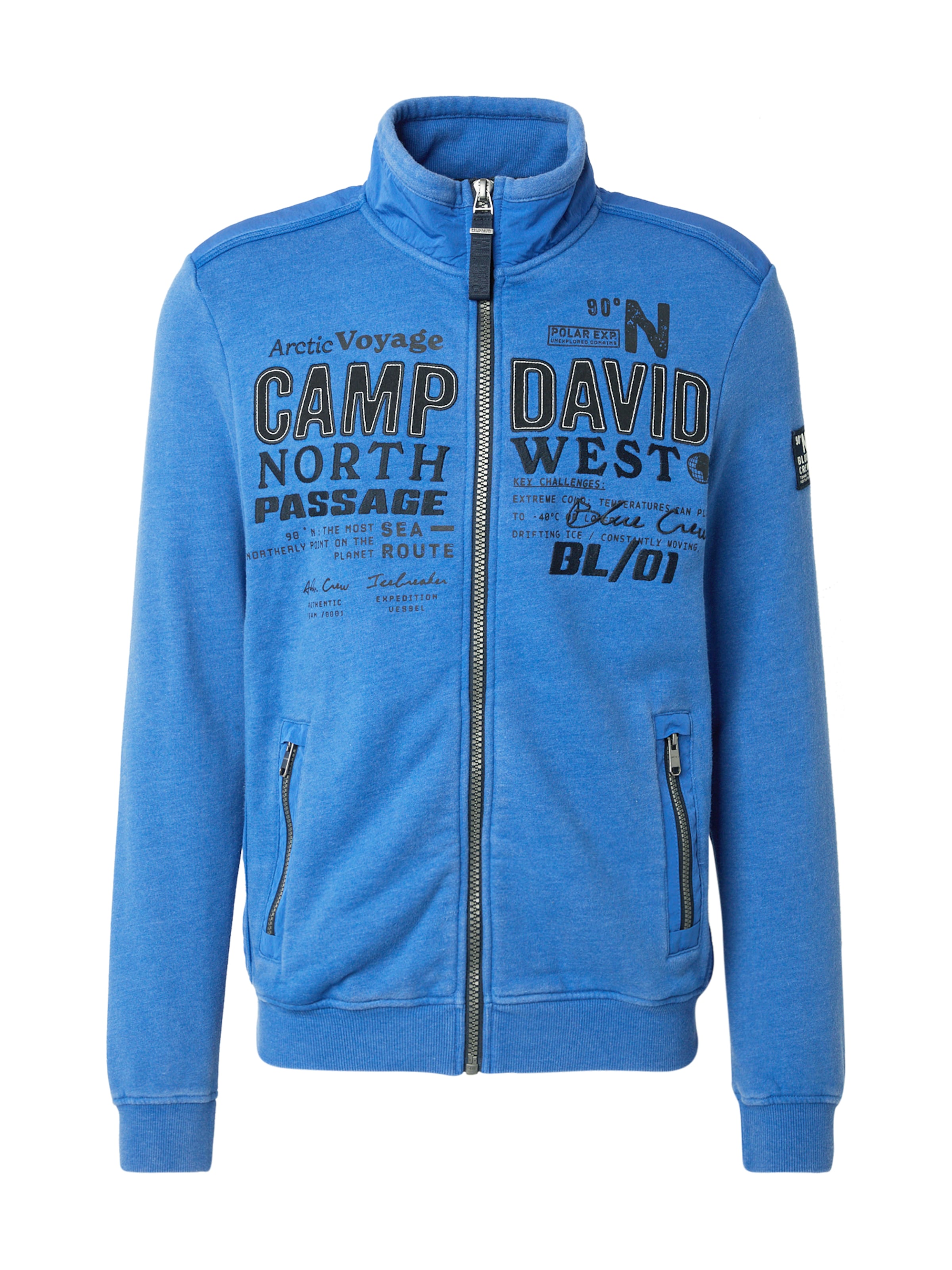 CAMP DAVID Zip-Up Hoodie in Blue: front