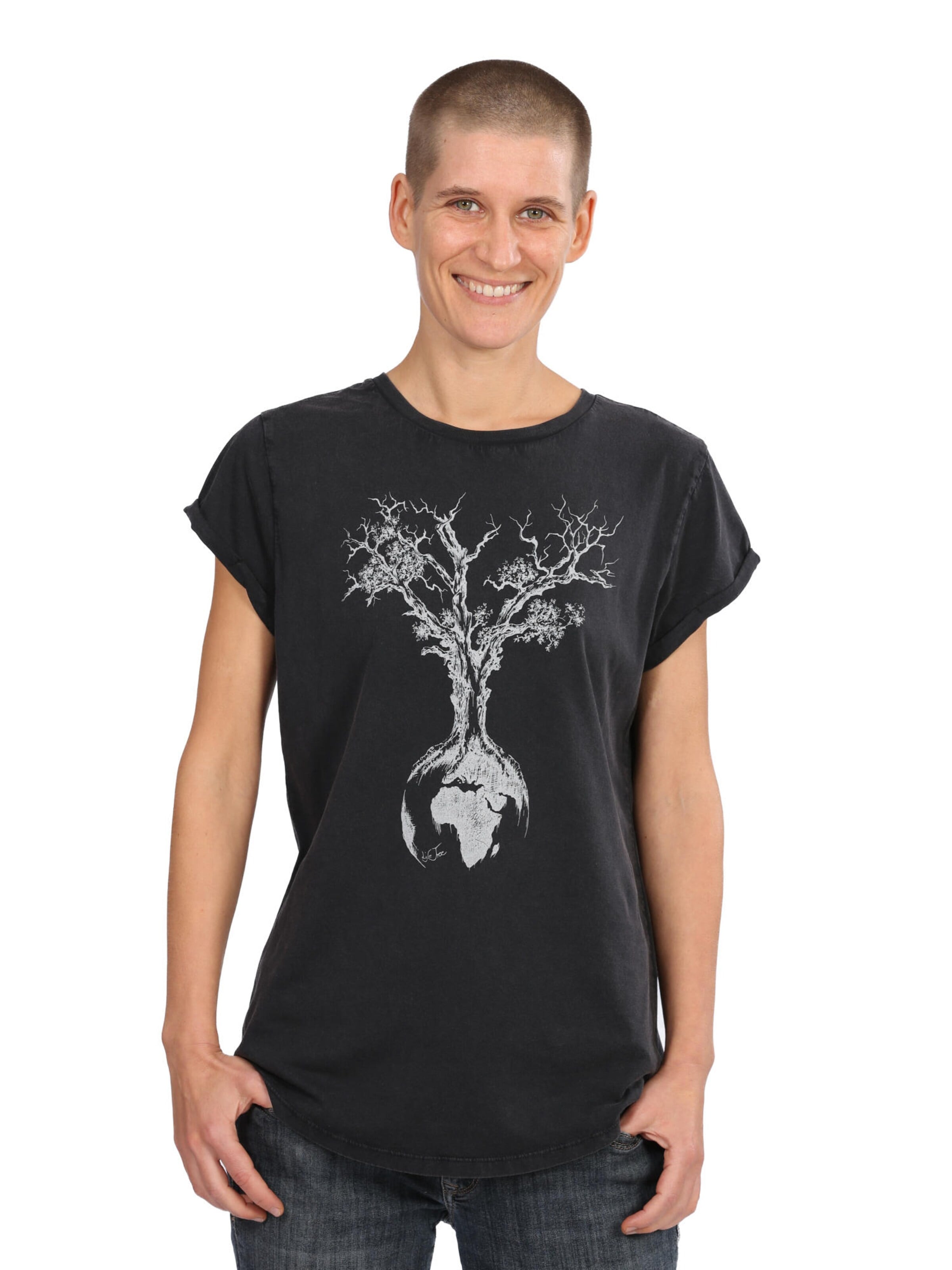 Life-Tree Shirt 'Fairwear Weltenbaum'‌‌‌‌‌ in Schwarz: Vorderseite