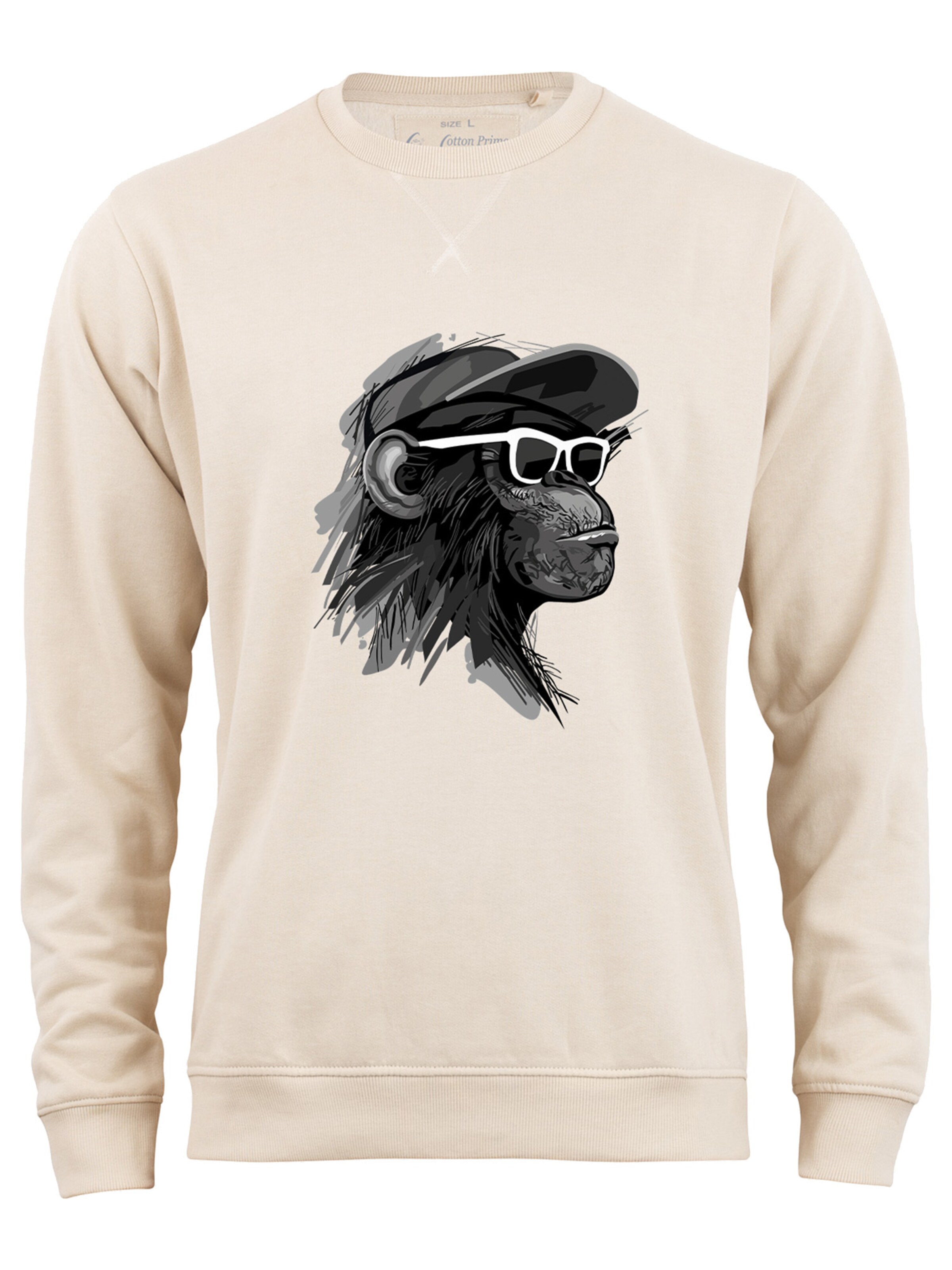 Felpa 'Cool Monkey mit Brille' di Cotton Prime in beige: frontale