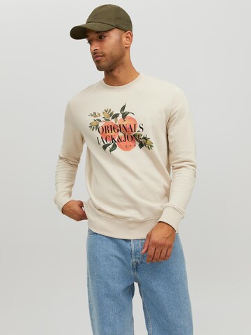 JACK & JONES Sweatshirt 'Flores' in Beige: front