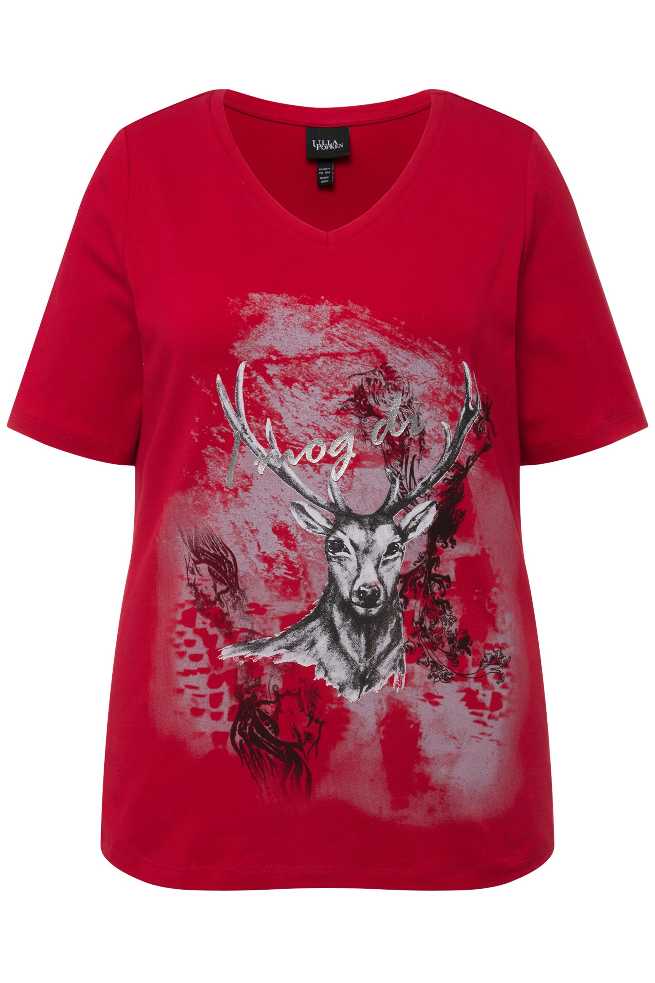 Ulla Popken Shirt in grau / grün / rot / schwarz / weiß, Produktansicht