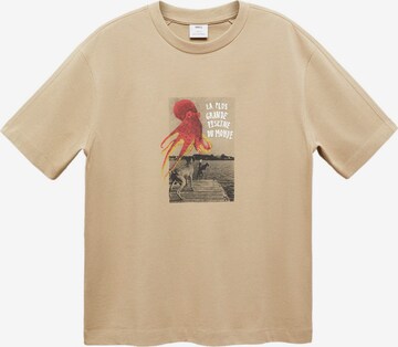 MANGO MAN T-Shirt 'OCTOPUS' in Beige: predná strana