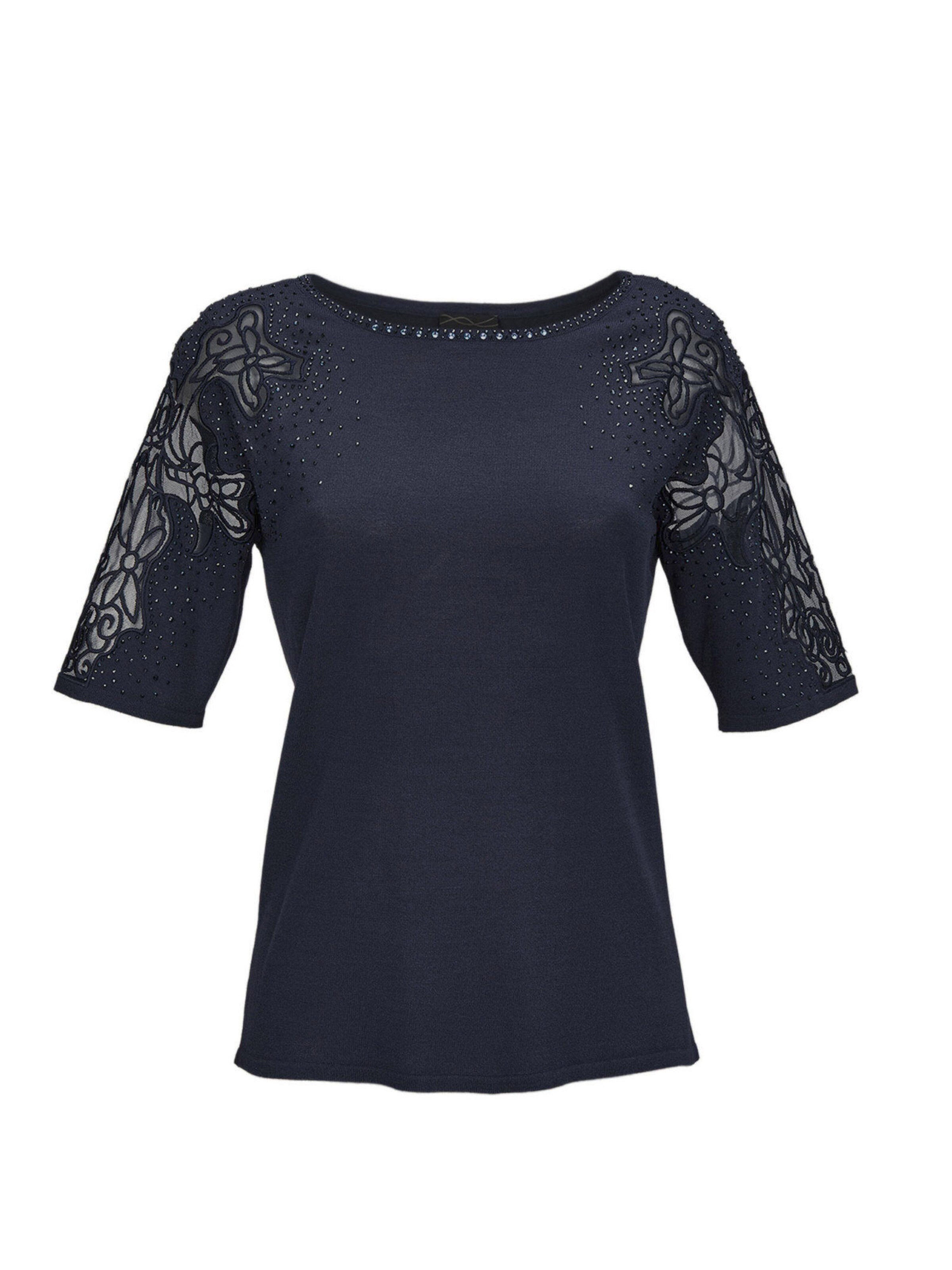 Goldner Pullover in Blau: Vorderseite