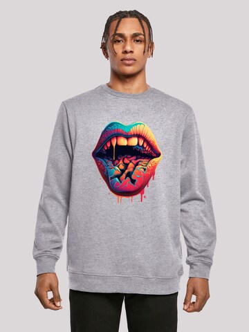 F4NT4STIC Sweatshirt 'Drooling Lips' in Grijs: voorkant